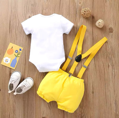 Baby Boy 1st Birthday Bodysuit & Shorts Outfit (Age 6M-18M)