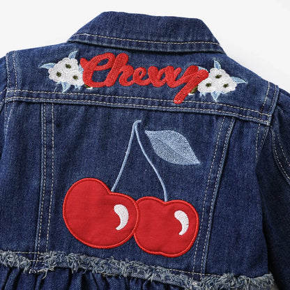 Baby Girl Cherry Denim Jacket (Age 3M-24M)