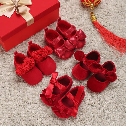 Baby Girls Red Christmas Shoes (Age Newborn-18M)