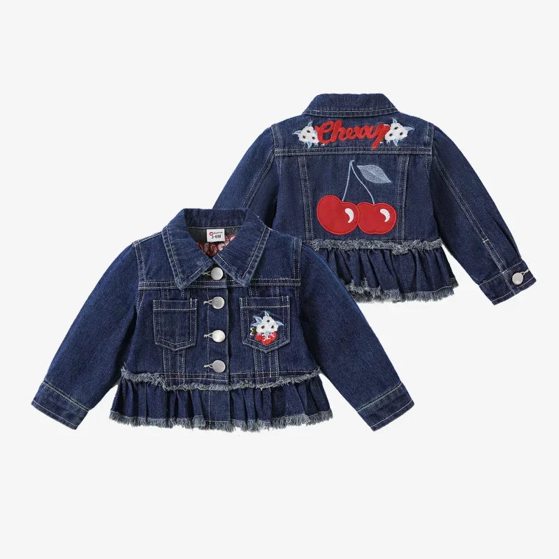 Baby Girl Cherry Denim Jacket (Age 3M-24M)