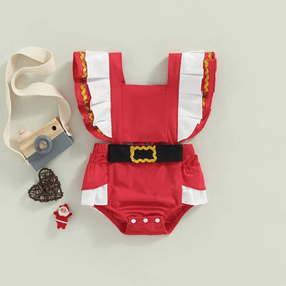 Baby Girls Red Christmas Romper (Age 6M-24M)