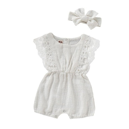 Baby Girls Romper & Headband (Age 3m-24m) White