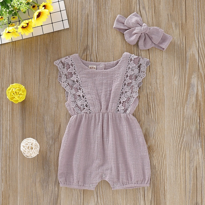 Baby Girls Romper & Headband (Age 3m-24m)