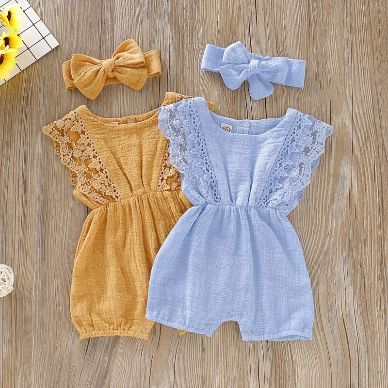 Baby Girls Romper & Headband (Age 3m-24m)