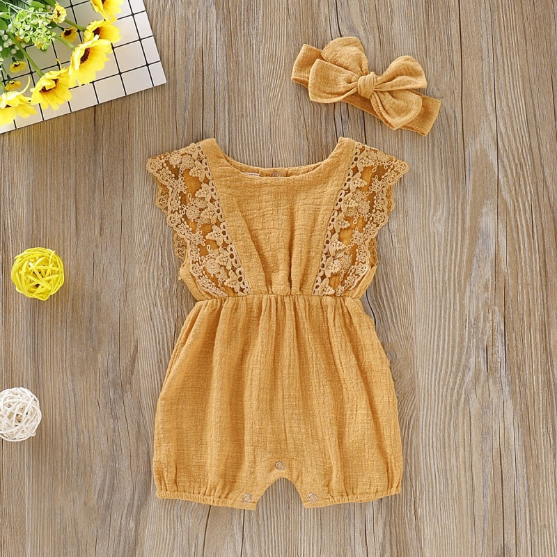 Baby Girls Romper & Headband (Age 3m-24m)