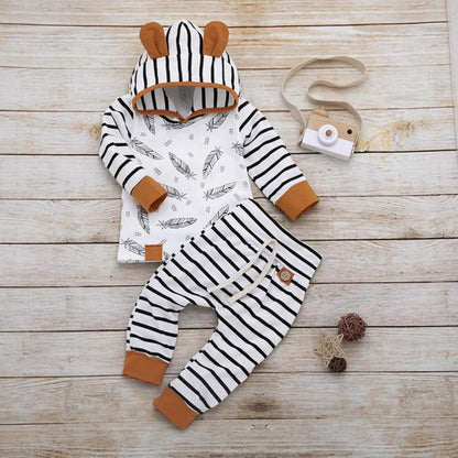 Baby Girls / Boys Stripe Top & Trousers & Hat Set (Age 3m-24m) Multi B